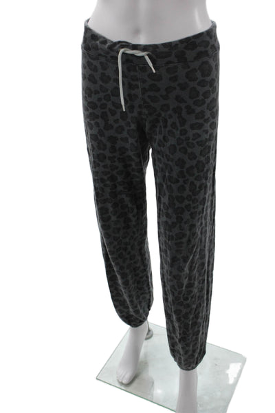 Monrow Womens Animal Print Sweatpants Gray Black Cotton Size Medium