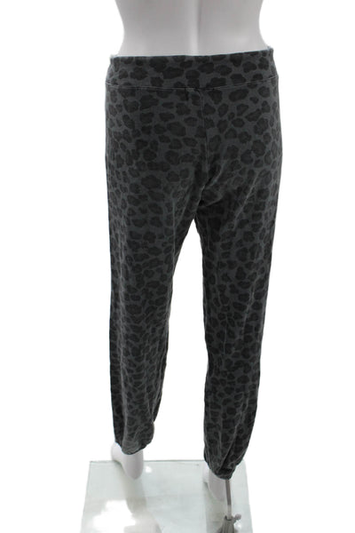 Monrow Womens Animal Print Sweatpants Gray Black Cotton Size Medium
