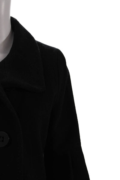 Shyla Womens Double Breasted Half Sleeve Collared Coat Black Wool Size 6
