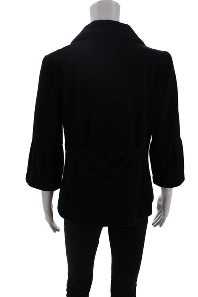 Shyla Womens Double Breasted Half Sleeve Collared Coat Black Wool Size 6