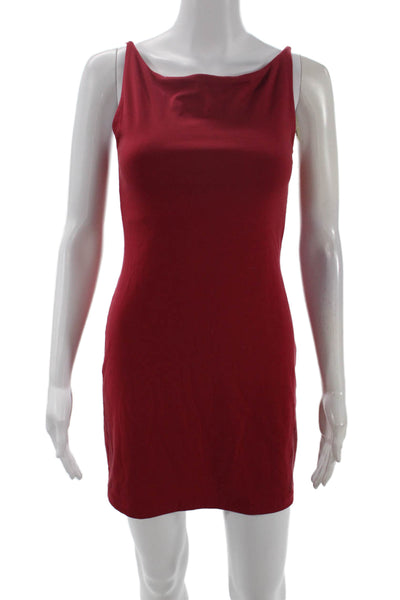 Susana Monaco Womens Spaghetti Strap Square Neck Mini Sheath Dress Red Small