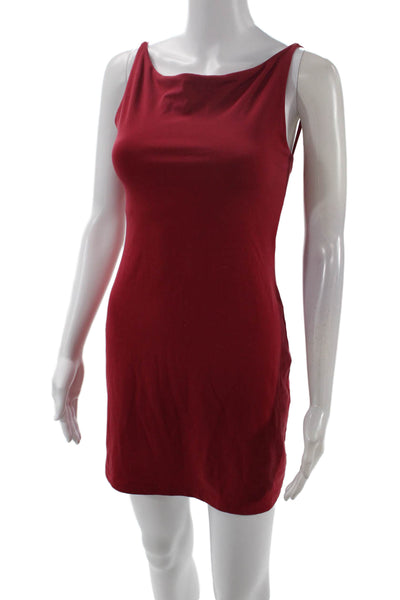 Susana Monaco Womens Spaghetti Strap Square Neck Mini Sheath Dress Red Small