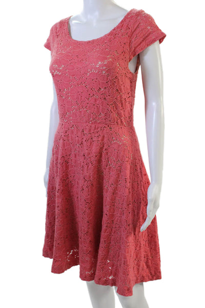 Maeve Anthropologie Womens Cotton Floral Embroidered Sheath Dress Red Size S