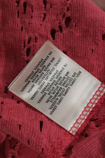 Maeve Anthropologie Womens Cotton Floral Embroidered Sheath Dress Red Size S
