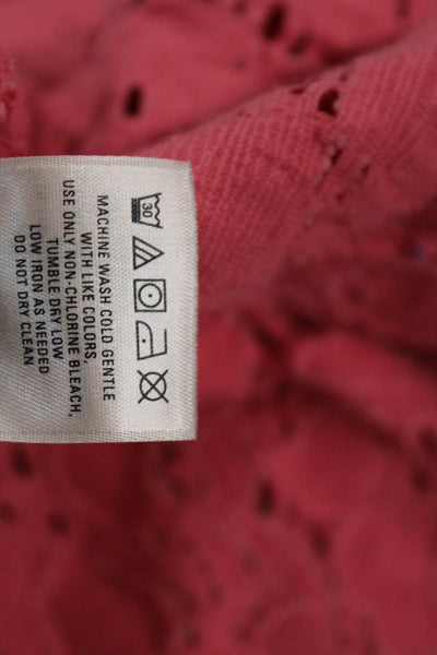 Maeve Anthropologie Womens Cotton Floral Embroidered Sheath Dress Red Size S