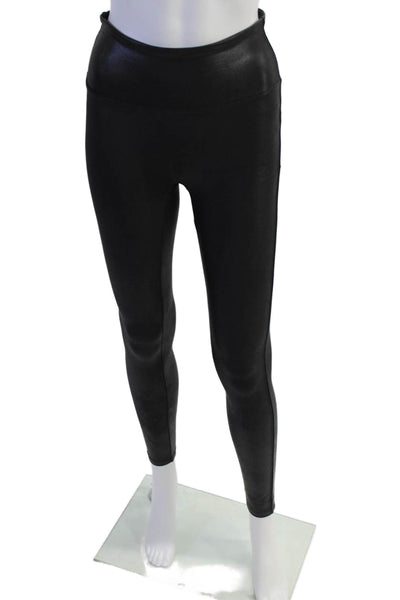 Spanx Womens Textured High Waisted Lined Skinny Leg Pants Black Size S