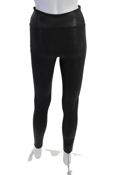 Spanx Womens Textured High Waisted Lined Skinny Leg Pants Black Size S