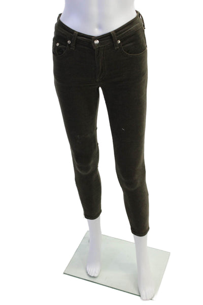 Rag & Bone Womens Cotton Zip Button Skinny Leg Pants Army Green Size EUR 25
