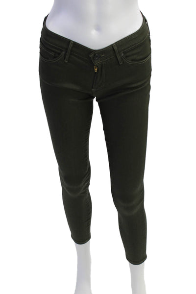 Adriano Goldschmied Womens Button Zip Lined Skinny Leg Pants Green Size EUR 25