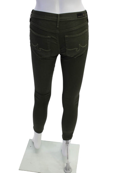 Adriano Goldschmied Womens Button Zip Lined Skinny Leg Pants Green Size EUR 25