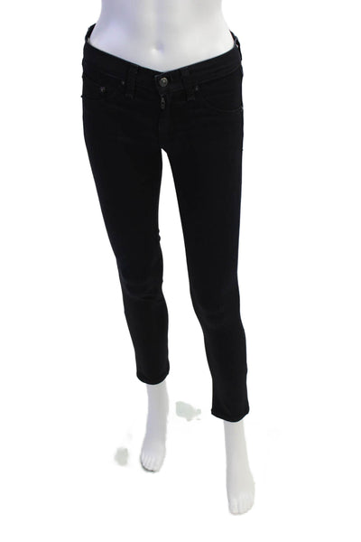 Rag & Bone Womens Cotton Zip Button Skinny Leg Jeans Black Size EUR 25