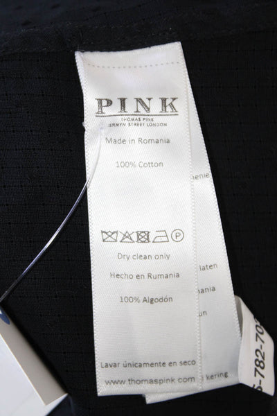 Pink Womens Cotton Long Sleeve Collar Polka Dotted Sheer Top Black Size S