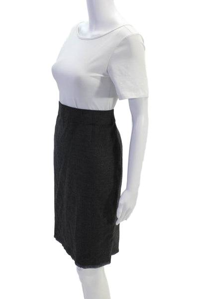 J Crew Womens Wool Long Sleeve Button Pleated Top Skirt Set Gray Size 02 12