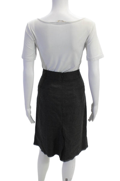 J Crew Womens Wool Long Sleeve Button Pleated Top Skirt Set Gray Size 02 12