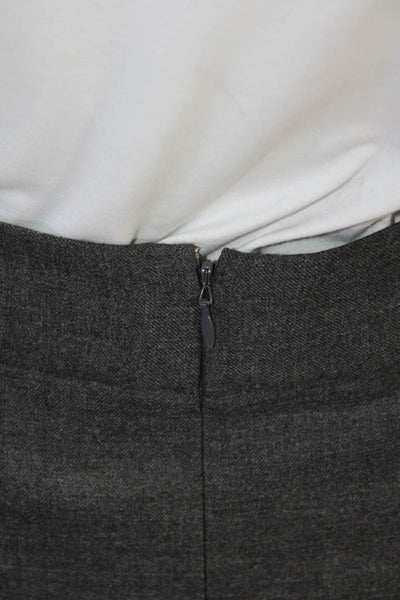 J Crew Womens Wool Long Sleeve Button Pleated Top Skirt Set Gray Size 02 12