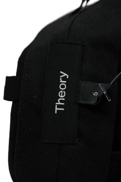 Theory Womens Wool Solid Four Pocket Tapered Trousers Pants Black Size 6
