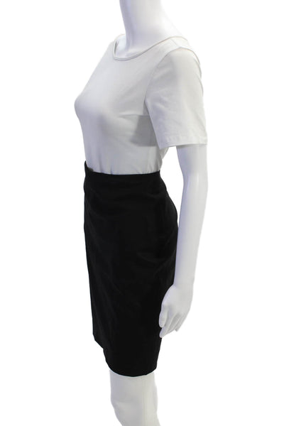 Theory Womens Wool Unlined Zip Up Knee Length Straight Pencil Skirt Black Size 6