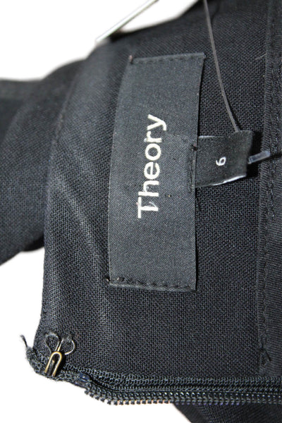 Theory Womens Wool Unlined Zip Up Knee Length Straight Pencil Skirt Black Size 6