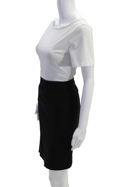 Theory Womens Unlined Elastic Waist Knee Length Pencil Skirt Black Size S