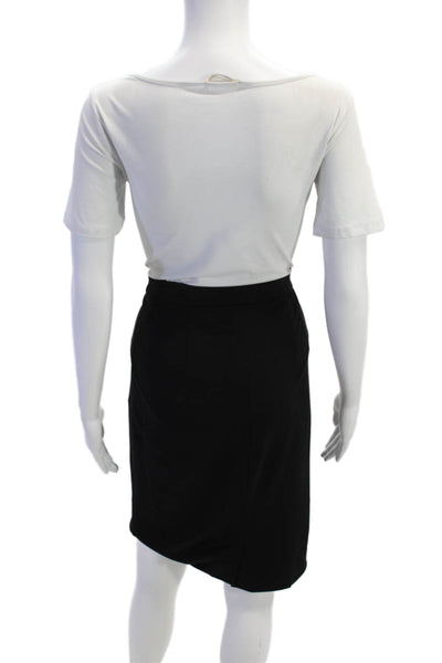 Theory Womens Unlined Elastic Waist Knee Length Pencil Skirt Black Size S