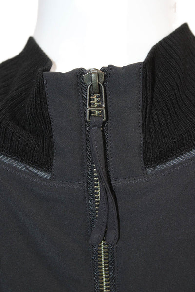 Athleta Womens Ribbed High Neck Sleeveless Zip Up A-Line Dress Black Size L