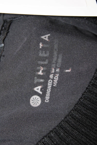 Athleta Womens Ribbed High Neck Sleeveless Zip Up A-Line Dress Black Size L