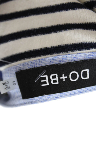 Do + Be Womens Textured Short Sleeve V-neck Button Stripe Top White Size S