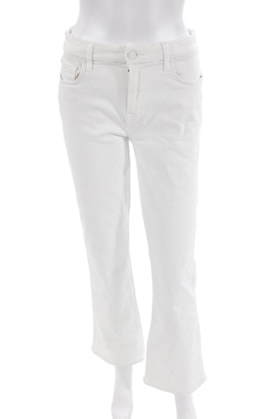 7 For All Mankind Womens Cotton Zip Button Boot Cut Leg Jeans White Size EUR 29