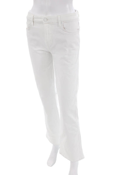 7 For All Mankind Womens Cotton Zip Button Boot Cut Leg Jeans White Size EUR 29