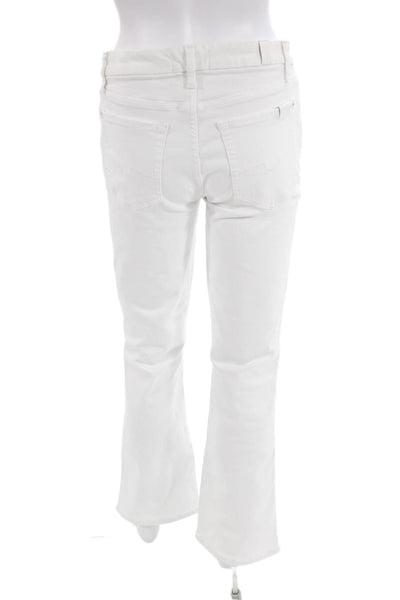 7 For All Mankind Womens Cotton Zip Button Boot Cut Leg Jeans White Size EUR 29