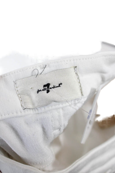 7 For All Mankind Womens Cotton Zip Button Boot Cut Leg Jeans White Size EUR 29