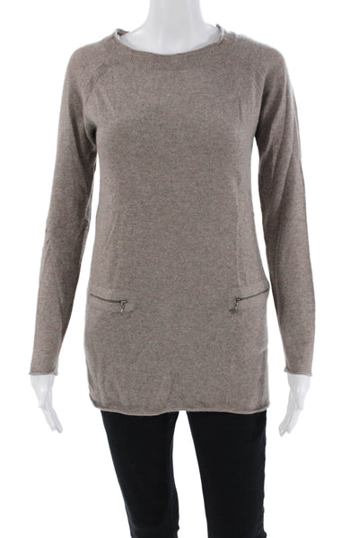 Saffron Women's Long Sleeves Round Neck Cashmere Pullover Sweater Gray Size S