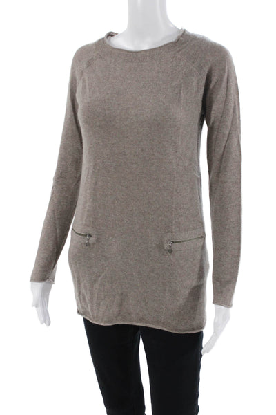 Saffron Women's Long Sleeves Round Neck Cashmere Pullover Sweater Gray Size S