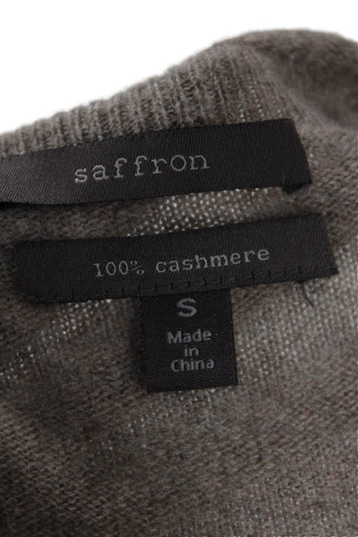 Saffron Women's Long Sleeves Round Neck Cashmere Pullover Sweater Gray Size S