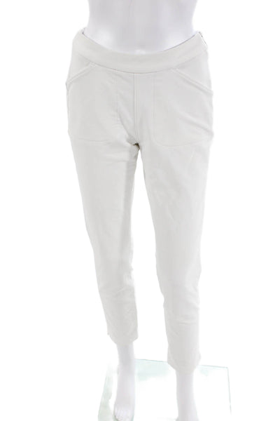 Peter Millar Womens High Rise Side Zipper Skinny Leg Pants White Navy Blue Size