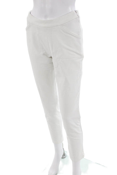 Peter Millar Womens High Rise Side Zipper Skinny Leg Pants White Navy Blue Size