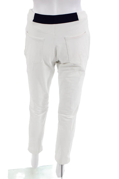 Peter Millar Womens High Rise Side Zipper Skinny Leg Pants White Navy Blue Size