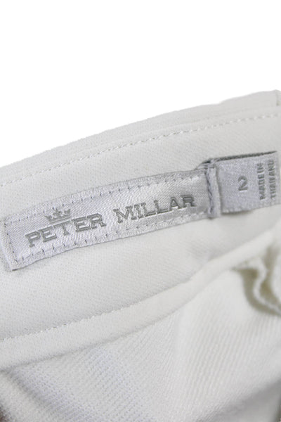 Peter Millar Womens High Rise Side Zipper Skinny Leg Pants White Navy Blue Size