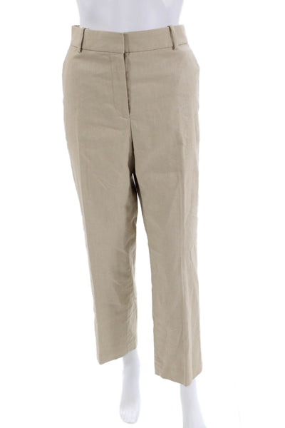 J Crew Womens Linen High Rise Creased Slim Leg Kallie Pants Khaki Beige Size 8