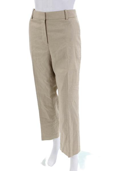 J Crew Womens Linen High Rise Creased Slim Leg Kallie Pants Khaki Beige Size 8