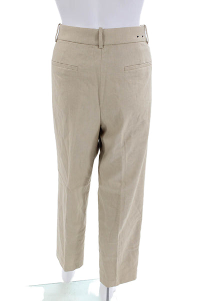 J Crew Womens Linen High Rise Creased Slim Leg Kallie Pants Khaki Beige Size 8