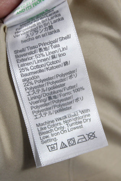 J Crew Womens Linen High Rise Creased Slim Leg Kallie Pants Khaki Beige Size 8