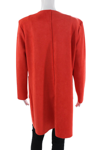 Voyage Boutique Womens Faux Suede Button Closure Coat Red Size Small