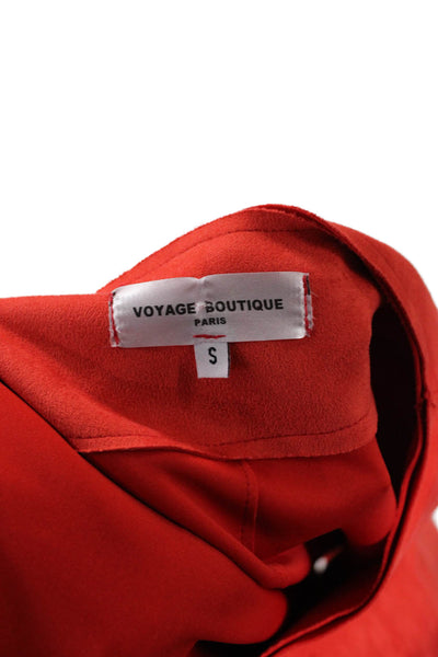 Voyage Boutique Womens Faux Suede Button Closure Coat Red Size Small