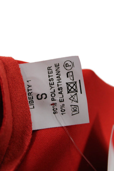 Voyage Boutique Womens Faux Suede Button Closure Coat Red Size Small