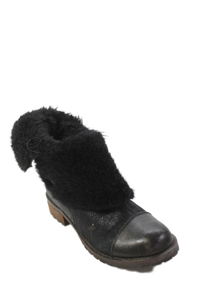 Matt Bernson Womens Leather Cap Toe Belted Ankle Boots Black Metallic Size 35 5