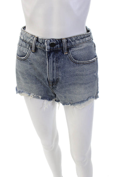 Alexander Wang Women's Five Pockets Medium Wash Cut-Off Denim Shorts Size 28