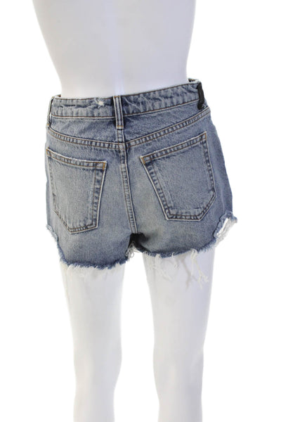 Alexander Wang Women's Five Pockets Medium Wash Cut-Off Denim Shorts Size 28