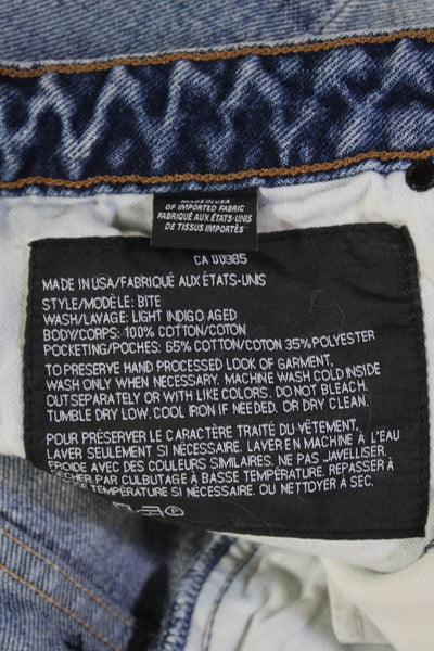 Alexander Wang Women's Five Pockets Medium Wash Cut-Off Denim Shorts Size 28