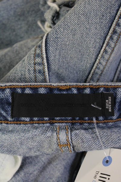 Alexander Wang Women's Five Pockets Medium Wash Cut-Off Denim Shorts Size 28